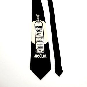 Absolut Vodka Mens Tie 100% Silk Bartender Waiter Waitress Club Cocktail Black